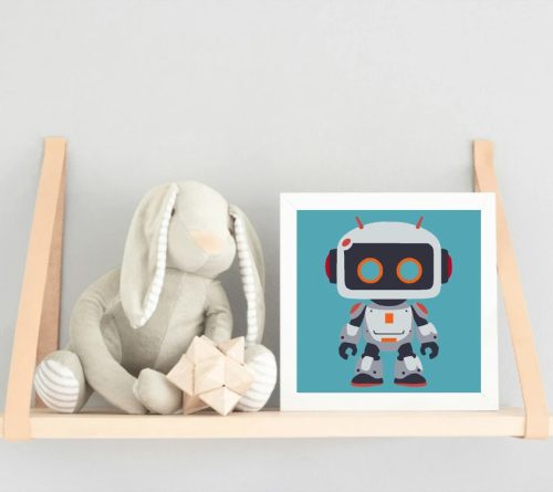 Kedves kis robot - gyerek számfestő készlet - Számfestő.hu - 50×50cm - Keret nélkül