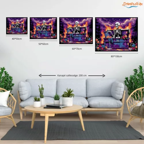 Pimasz csontváz - számfestő készlet - Számfestő.hu - 60×70cm - Keretre feszítve