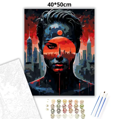 Vörös pillantás - számfestő készlet - Számfestő.hu - 40×50cm - Keretre feszítve