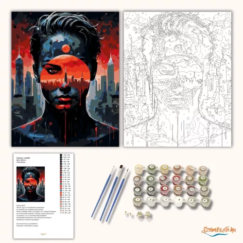 Vörös pillantás - számfestő készlet - Számfestő.hu - 40×50cm - Keretre feszítve