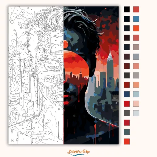 Vörös pillantás - számfestő készlet - Számfestő.hu - 40×50cm - Keretre feszítve