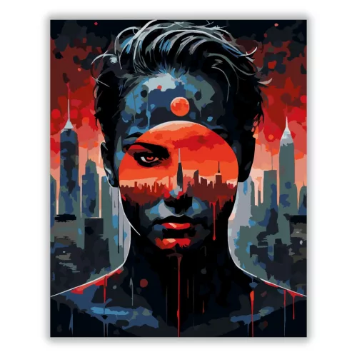 Vörös pillantás - számfestő készlet - Számfestő.hu - 40×50cm - Keretre feszítve