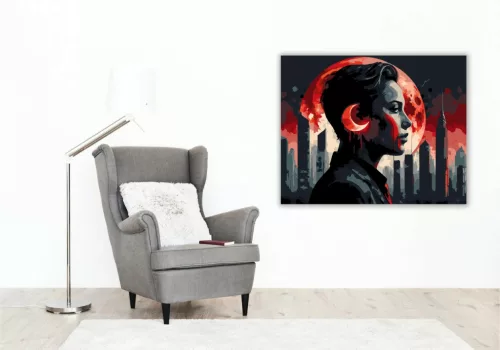 Vörös Hold profil - számfestő készlet - Számfestő.hu - 40×50cm - Keret nélkül