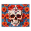 Vibráló virágos koponya - számfestő készlet - Számfestő.hu - 50×60cm - Keretre feszítve
