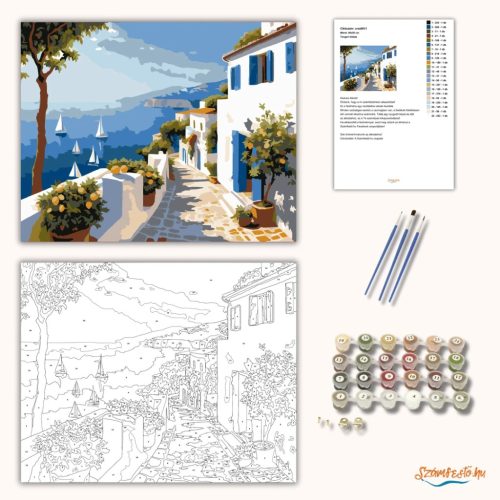 Tengeri kilátás - számfestő készlet - Számfestő.hu - 80×100cm - Keret nélkül