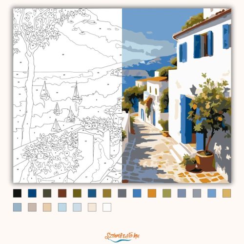 Tengeri kilátás - számfestő készlet - Számfestő.hu - 80×100cm - Keret nélkül