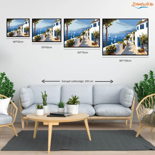 Tengeri kilátás - számfestő készlet - Számfestő.hu - 40×50cm - Keretre feszítve