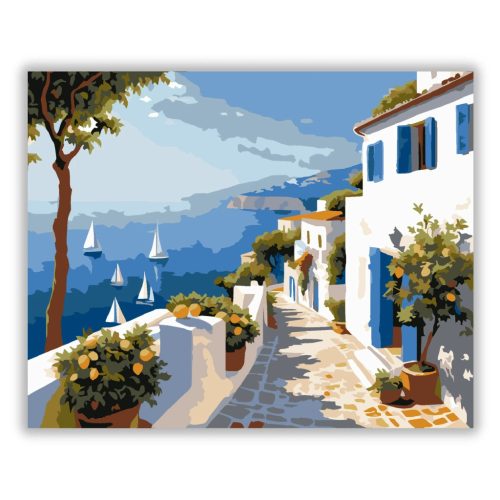 Tengeri kilátás - számfestő készlet - Számfestő.hu - 40×50cm - Keretre feszítve