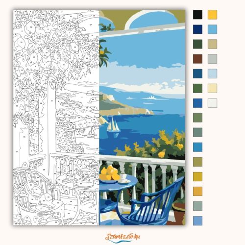 Napfényes citrom terasz - számfestő készlet - Számfestő.hu - 50×60cm - Keret nélkül