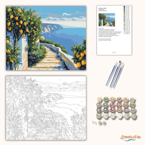 Citromfák a tenger felett - számfestő készlet - Számfestő.hu - 40×50cm - Keret nélkül