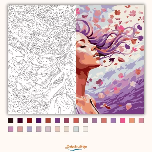 Békés sziromeső - számfestő készlet - Számfestő.hu - 60×70cm - Keretre feszítve