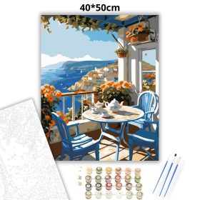 Tengerre néző terasz - számfestő készlet - Számfestő.hu - 40×50cm - Keret nélkül