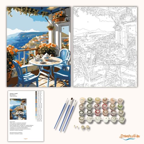 Tengerre néző terasz - számfestő készlet - Számfestő.hu - 40×50cm - Keret nélkül