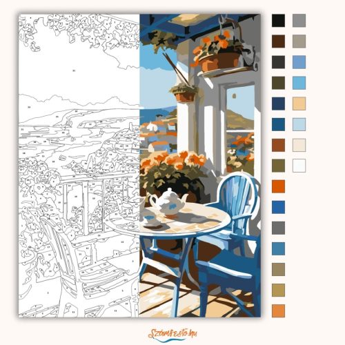 Tengerre néző terasz - számfestő készlet - Számfestő.hu - 40×50cm - Keretre feszítve