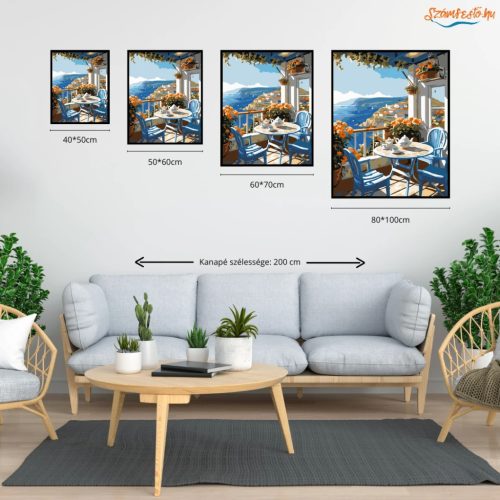 Tengerre néző terasz - számfestő készlet - Számfestő.hu - 40×50cm - Keretre feszítve