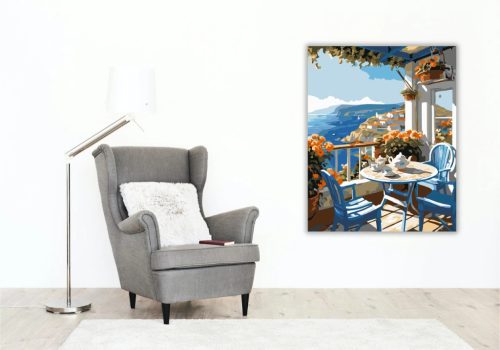 Tengerre néző terasz - számfestő készlet - Számfestő.hu - 40×50cm - Keret nélkül