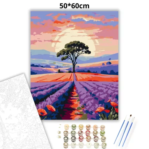 Békés fa magánya - számfestő készlet - Számfestő.hu - 50×60cm - Keretre feszítve