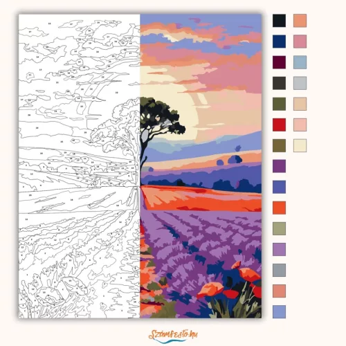 Békés fa magánya - számfestő készlet - Számfestő.hu - 60×70cm - Keretre feszítve