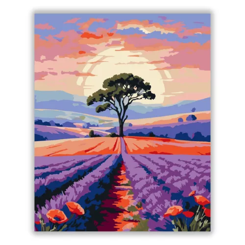 Békés fa magánya - számfestő készlet - Számfestő.hu - 60×70cm - Keretre feszítve