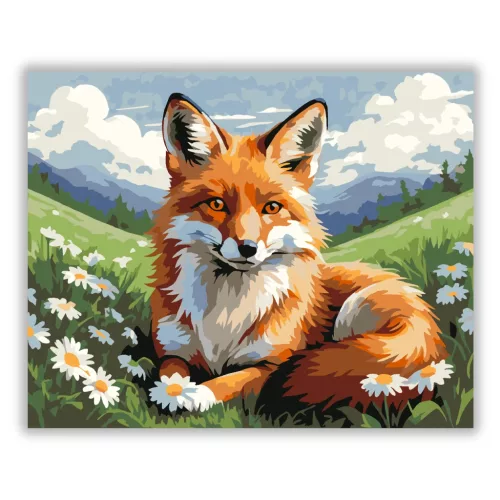 Békés róka pihenő - számfestő készlet - Számfestő.hu - 60×70cm - Keretre feszítve
