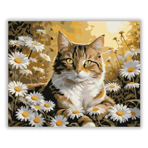 Aranyló cirmos pihenője - számfestő készlet - Számfestő.hu - 40×50cm - Keretre feszítve