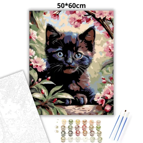 Virágzó ágak között - számfestő készlet - Számfestő.hu - 50×60cm - Keretre feszítve