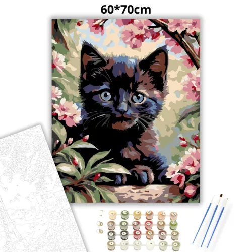 Virágzó ágak között - számfestő készlet - Számfestő.hu - 60×70cm - Keretre feszítve