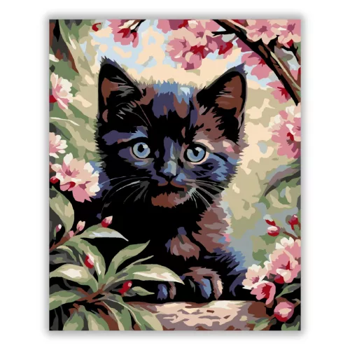 Virágzó ágak között - számfestő készlet - Számfestő.hu - 60×70cm - Keretre feszítve