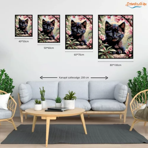 Virágzó ágak között - számfestő készlet - Számfestő.hu - 80×100cm - Keretre feszítve