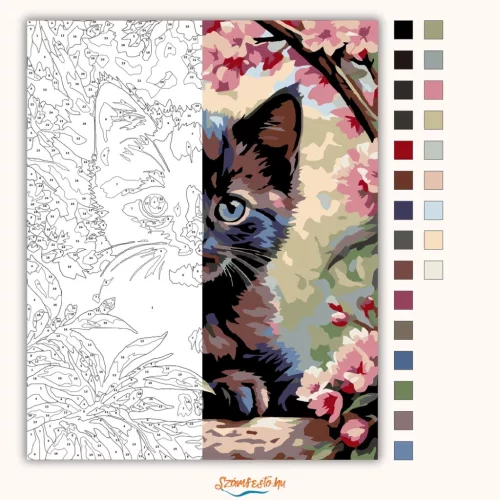 Virágzó ágak között - számfestő készlet - Számfestő.hu - 40×50cm - Keret nélkül