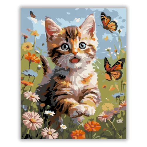 Kíváncsi pillangóvadász - számfestő készlet - Számfestő.hu - 50×60cm - Keretre feszítve