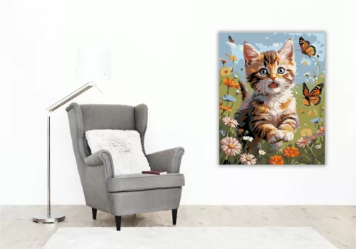 Kíváncsi pillangóvadász - számfestő készlet - Számfestő.hu - 80×100cm - Keret nélkül