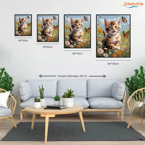 Kíváncsi pillangóvadász - számfestő készlet - Számfestő.hu - 40×50cm - Keret nélkül