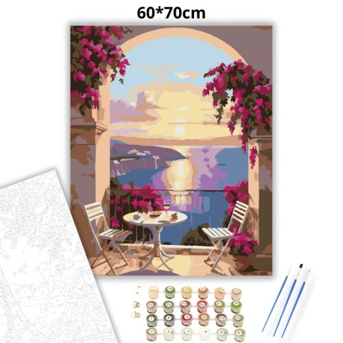 Meghitt terasz - számfestő készlet - Számfestő.hu - 60×70cm - Keretre feszítve