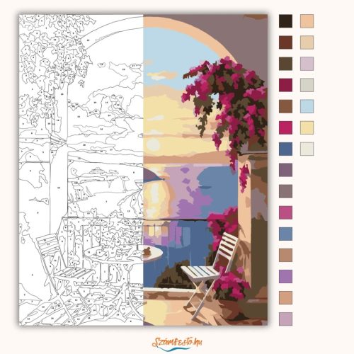 Meghitt terasz - számfestő készlet - Számfestő.hu - 60×70cm - Keret nélkül