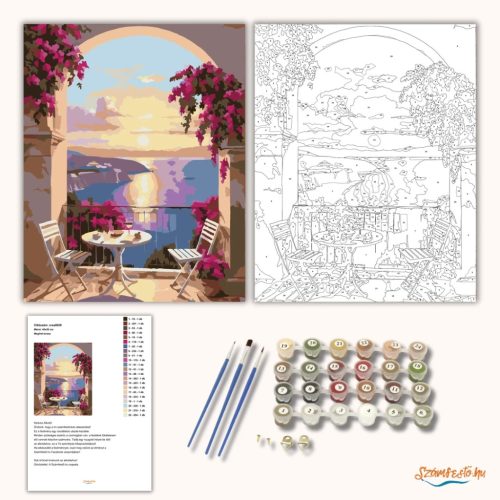 Meghitt terasz - számfestő készlet - Számfestő.hu - 80×100cm - Keret nélkül