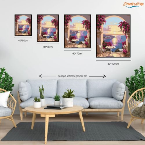 Meghitt terasz - számfestő készlet - Számfestő.hu - 40×50cm - Keretre feszítve