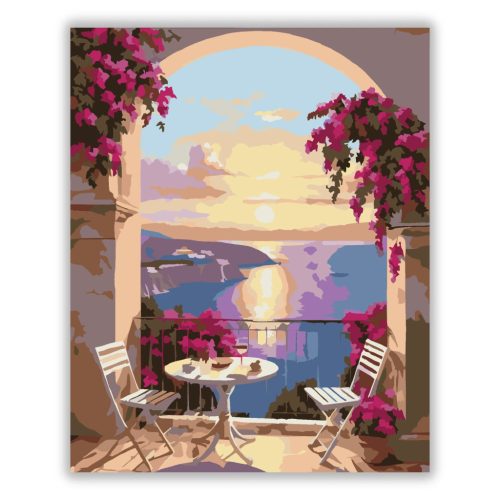 Meghitt terasz - számfestő készlet - Számfestő.hu - 40×50cm - Keretre feszítve