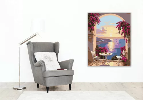 Meghitt terasz - számfestő készlet - Számfestő.hu - 40×50cm - Keret nélkül