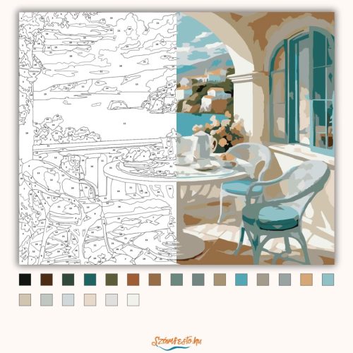 Derűs reggeli - számfestő készlet - Számfestő.hu - 60×70cm - Keretre feszítve