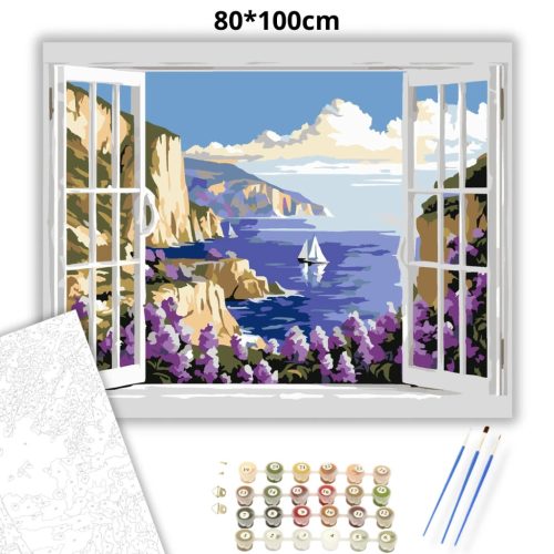 Kilátás az öbölre - számfestő készlet - Számfestő.hu - 80×100cm - Keretre feszítve