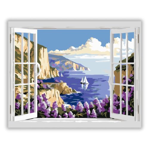 Kilátás az öbölre - számfestő készlet - Számfestő.hu - 80×100cm - Keretre feszítve