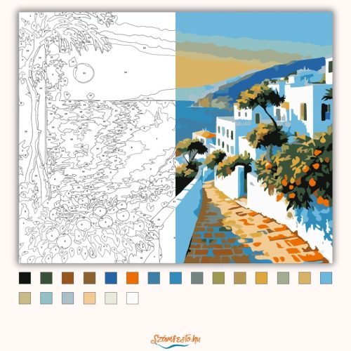 Aranyló öböl csendje - számfestő készlet - Számfestő.hu - 60×70cm - Keret nélkül