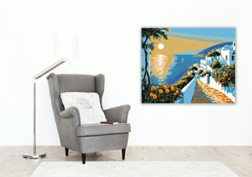 Aranyló öböl csendje - számfestő készlet - Számfestő.hu - 60×70cm - Keret nélkül