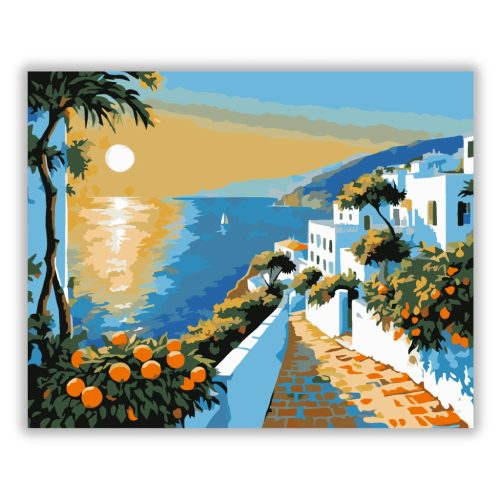 Aranyló öböl csendje - számfestő készlet - Számfestő.hu - 80×100cm - Keret nélkül