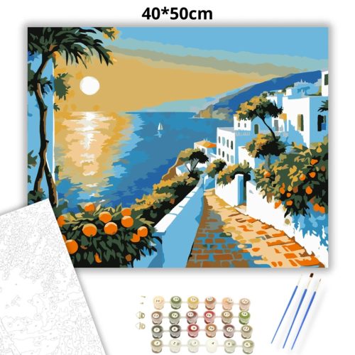 Aranyló öböl csendje - számfestő készlet - Számfestő.hu - 40×50cm - Keret nélkül