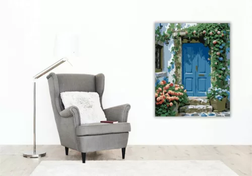 Virágos bejárat - számfestő készlet - Számfestő.hu - 60×70cm - Keretre feszítve