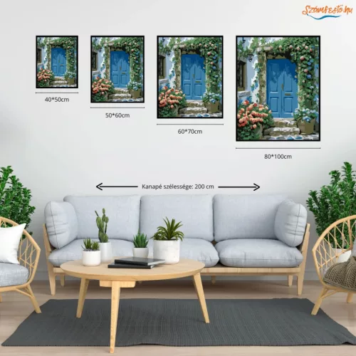 Virágos bejárat - számfestő készlet - Számfestő.hu - 40×50cm - Keret nélkül