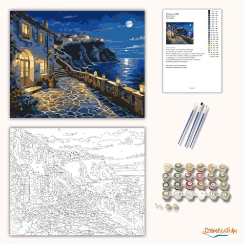 Esti teraszfény - számfestő készlet - Számfestő.hu - 60×70cm - Keret nélkül