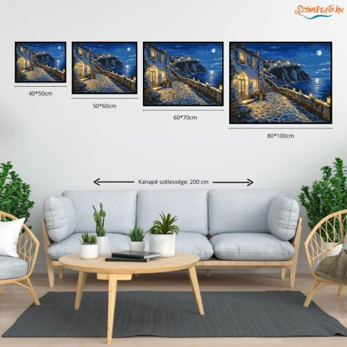 Esti teraszfény - számfestő készlet - Számfestő.hu - 60×70cm - Keret nélkül